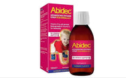 Abidec Multivit Syrup Omega 3 150ml bottle with measuring syringe for children