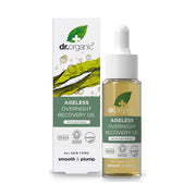 Dr. Organic Ageless Overnight Recovery facial oil bottle for nighttime skin nourishment