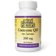 Natural Factors Coenzyme Q10 200mg bottle containing 60 softgels for heart and energy support