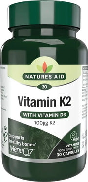 Nature's Aid Vitamin K2 100mcg Capsules 30-count bottle