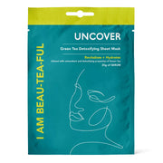 Uncover "I Am Beau-tea-ful" Green Tea Detoxifying Sheet Mask for pore clarification and glow