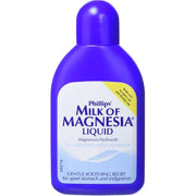 Milk of Magnesia dosage spoon and bottle for antacid and constipation relief